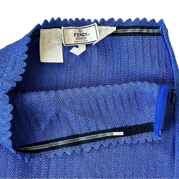Fendi Vintage Knitwear Bralette Crop Top Skirt Set 10 M Mermaidcore Sirencore - Picture 11 of 11